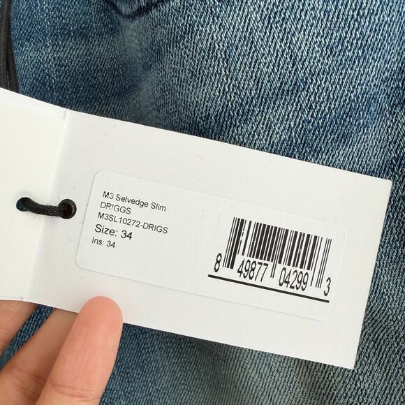 3x1 Jeans Mens 34x34 Blue M3 Selvedge Slim Straight Faded Drigs Denim Button Fly - Picture 8 of 13